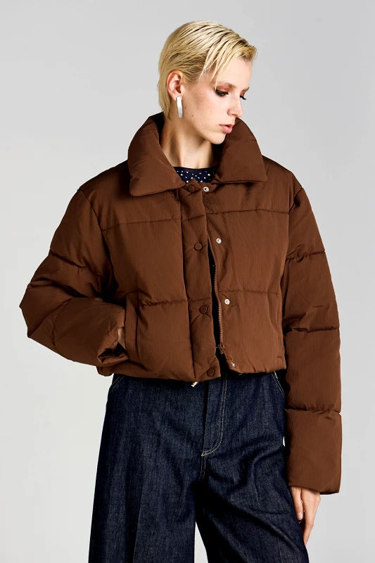 Lumina Cropped puffer jacket σε rib ύφασμα