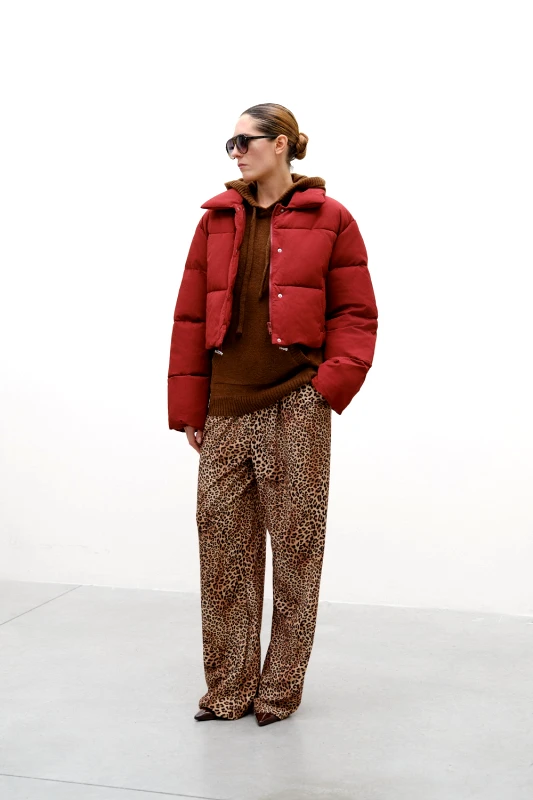 Lumina Cropped puffer jacket σε rib ύφασμα