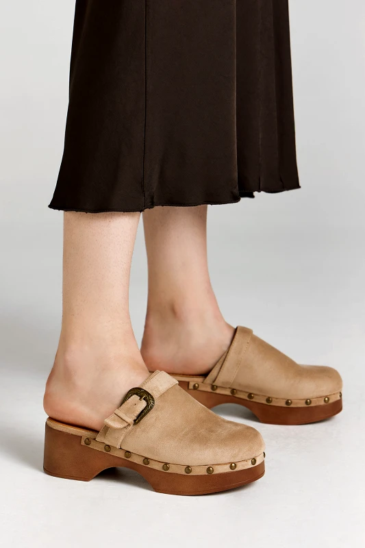 Bettina Shoes Clogs suede με τόκα