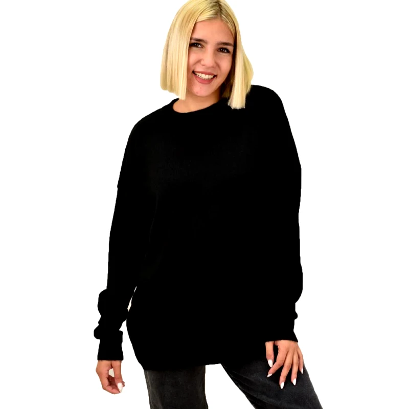 Potre OR Πουλόβερ oversized με πλέξη soft Μαύρο 17781