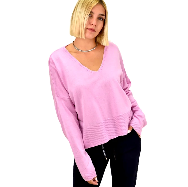 Potre OR Πλεκτή μπλούζα oversized Ροζ 17465