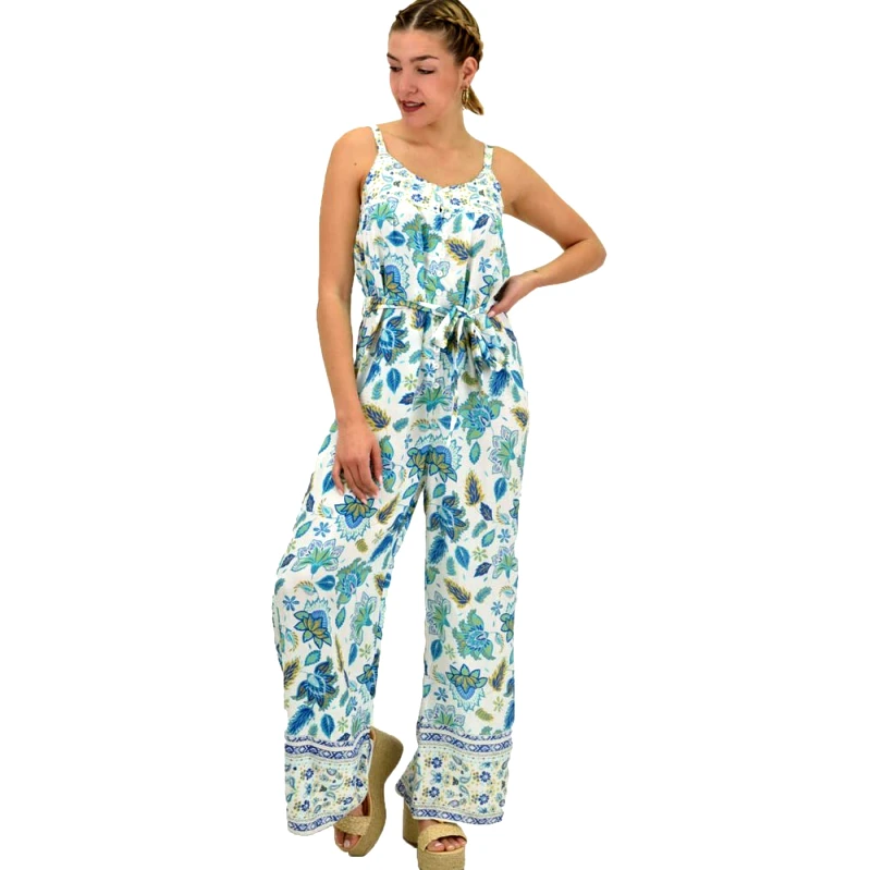 Potre OR Γυναικεία ολόσωμη φόρμα με κουμπιά Μπλε 15381