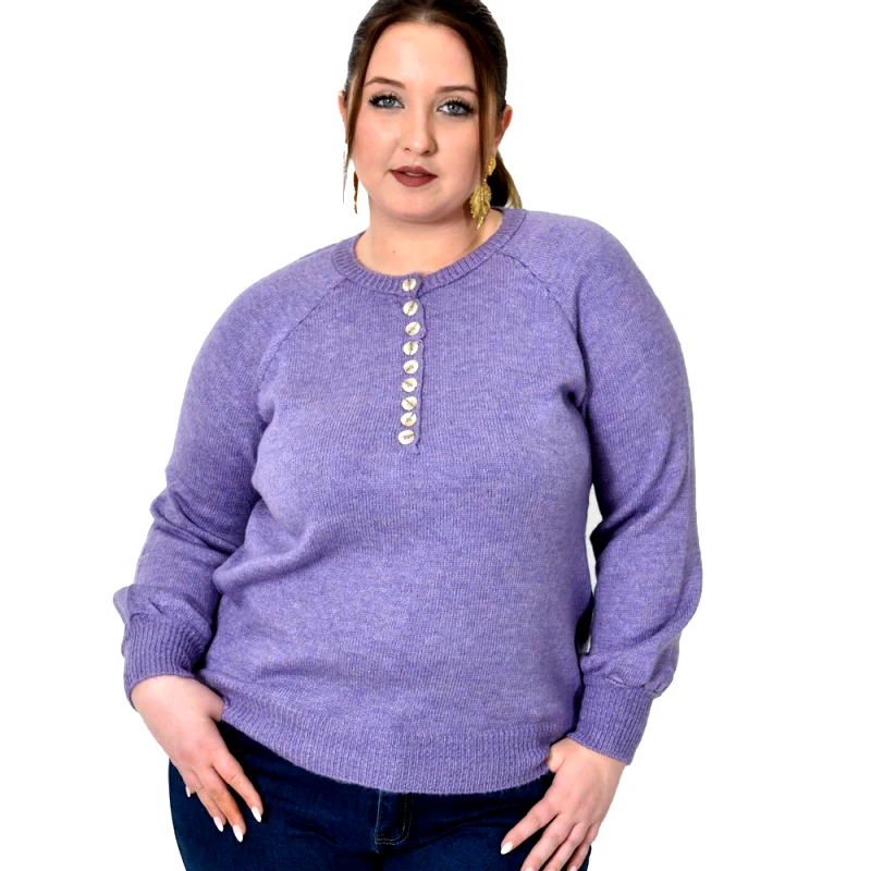 Potre OR Γυναικείο πλεκτό με κουμπιά Λιλά 22949