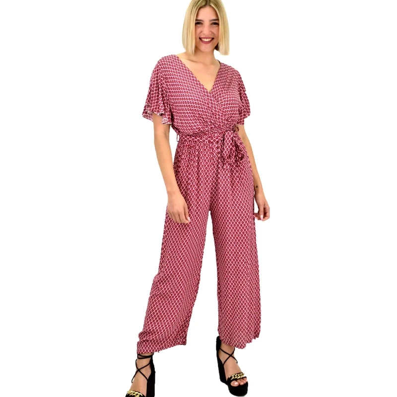 Potre OR Γυναικεία ολόσωμη φόρμα με ζώνη Ροζ 19506