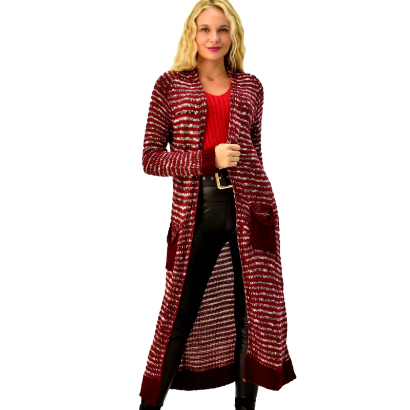 Caroon Πλεκτή ζακέτα με τσέπες Μπορντώ 4108