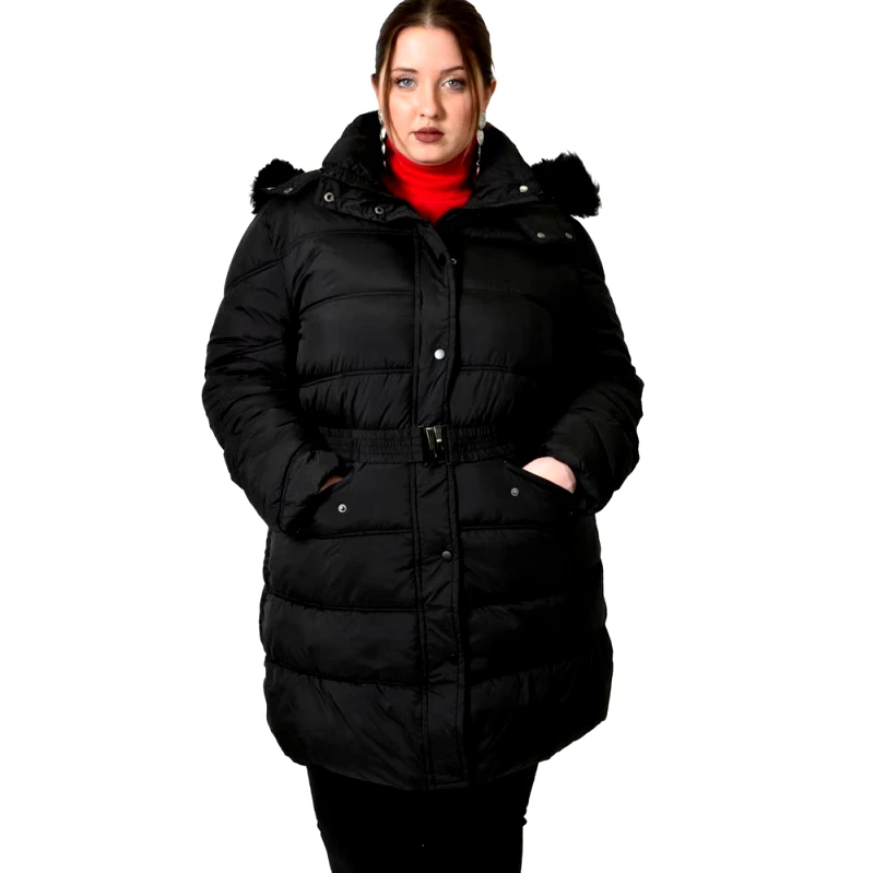 Potre OR Γυναικείο μπουφάν με ζώνη Μαύρο 22789