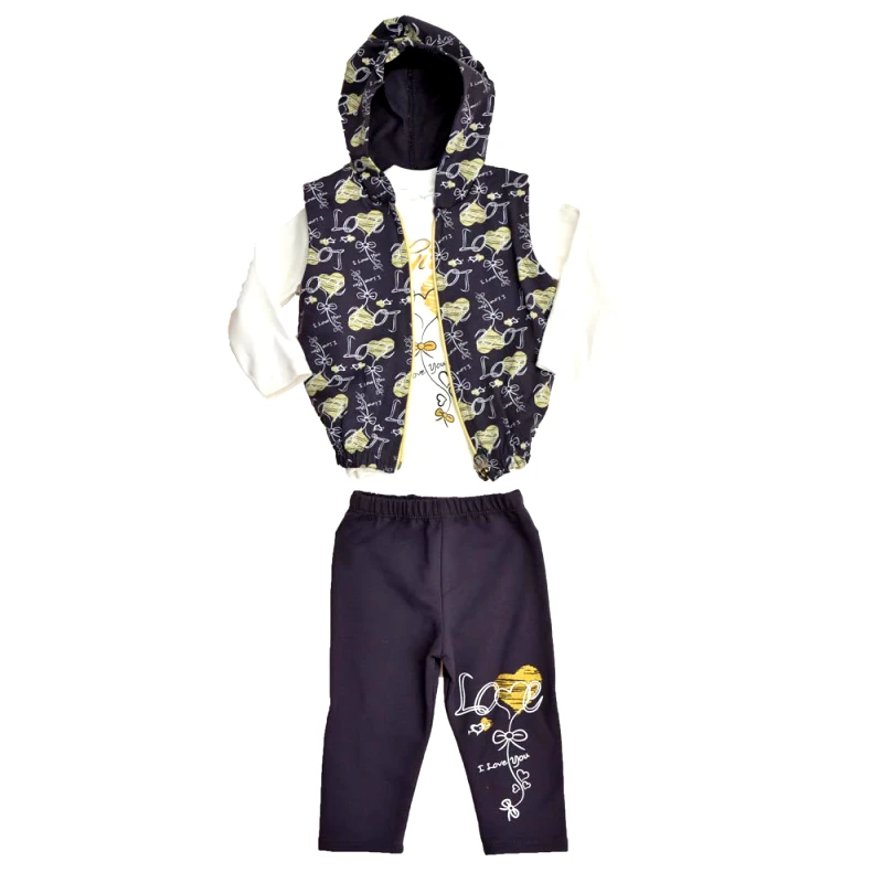 Potre OR Παιδικό σετ φόρμας με σχέδιο καρδιές Κίτρινο 17149