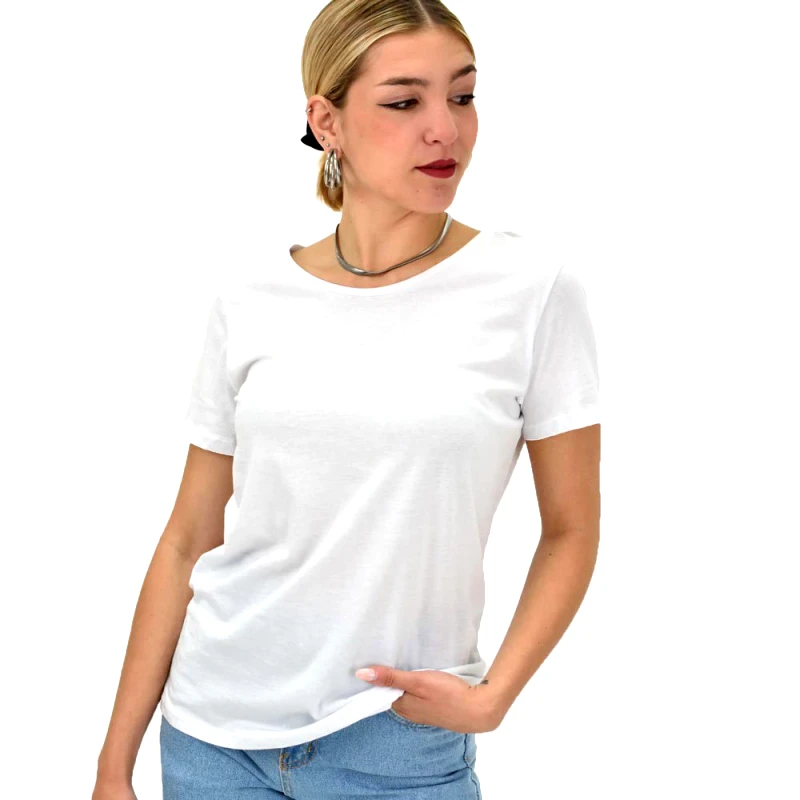 First Woman Γυναικεία μπλούζα με στρογγυλή λαιμόκομψη Λευκό 10157