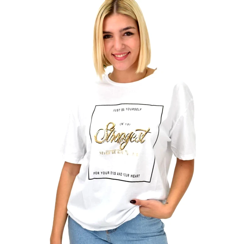 Potre OR Γυναικείο T-shirt με σχέδιο Λευκό 22264