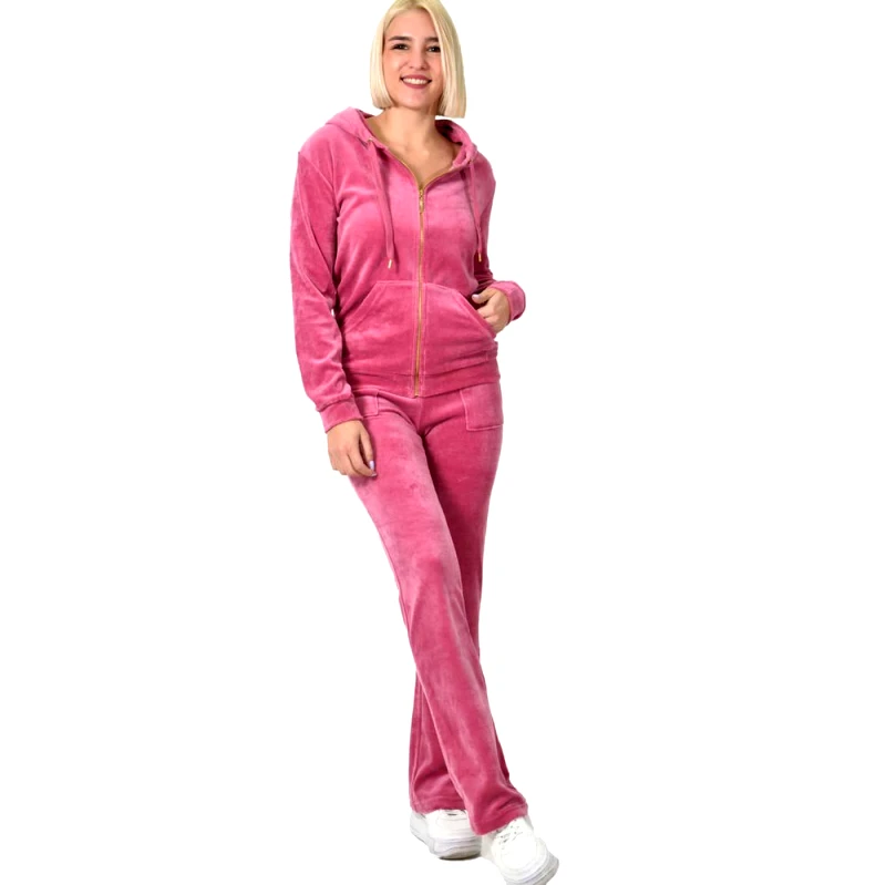 First Woman Βελουτέ φόρμα σετ ροζ στρας κορώνα Ροζ 22508