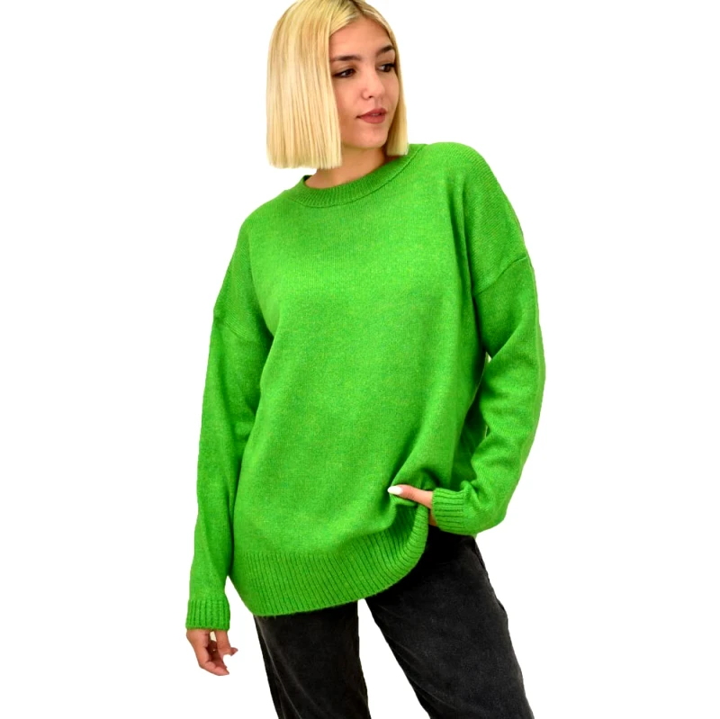 Potre OR Πουλόβερ oversized με πλέξη soft Πράσινο 17784