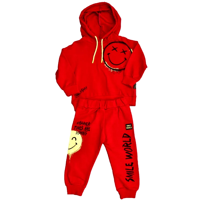 Potre OR Παιδικό σετ με τύπωμα φατσούλα Κόκκινο 17019