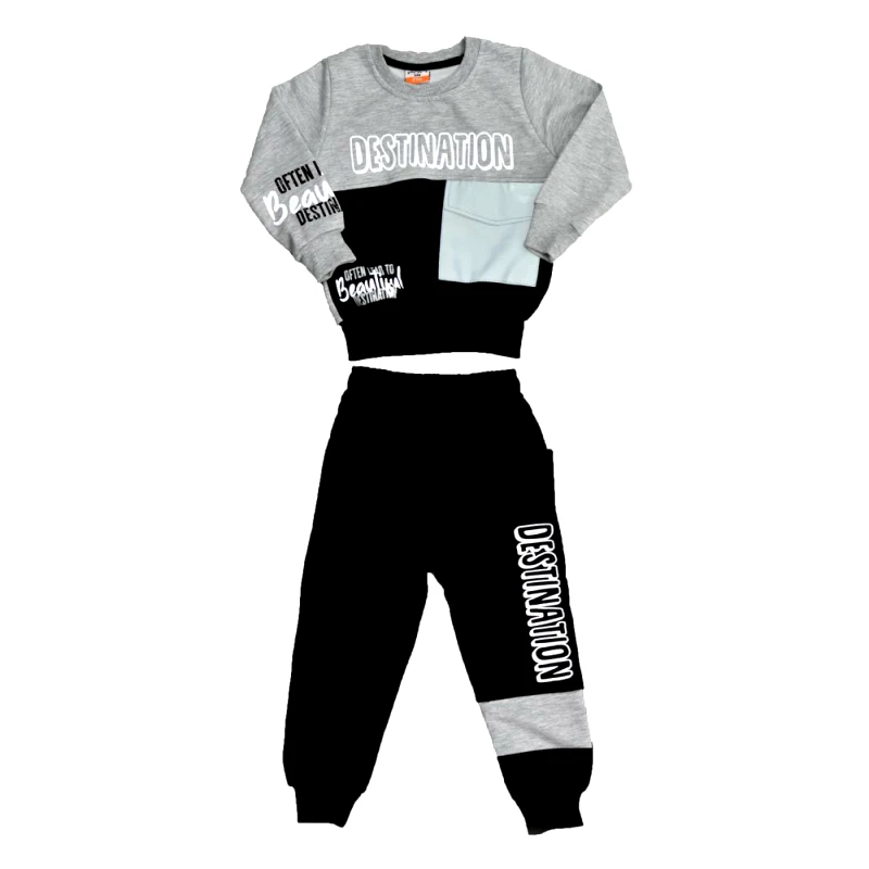 Potre OR Παιδικό σετ με τύπωμα DESTINATION Γκρι 17128