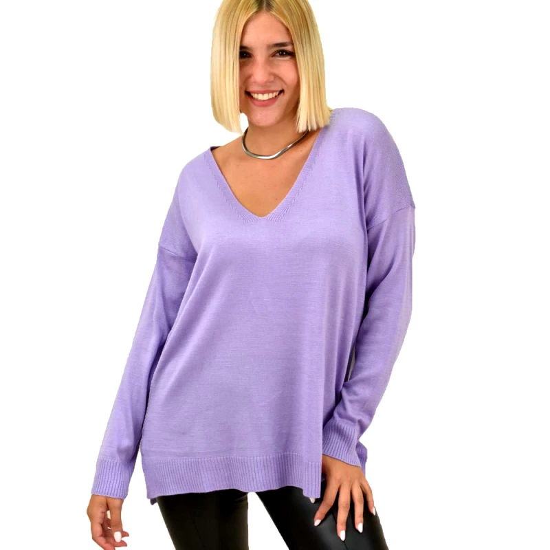 Potre OR Πλεκτή μπλούζα oversized Λιλά 17463