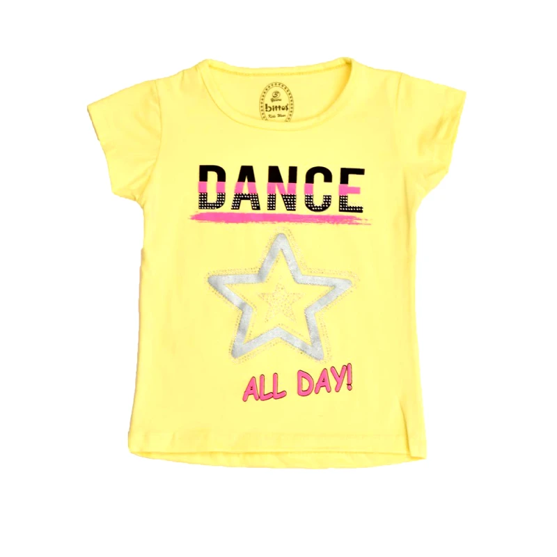 Potre OR Παιδική μπλούζα με τύπωμα και στρας DANCE Κίτρινο 16409