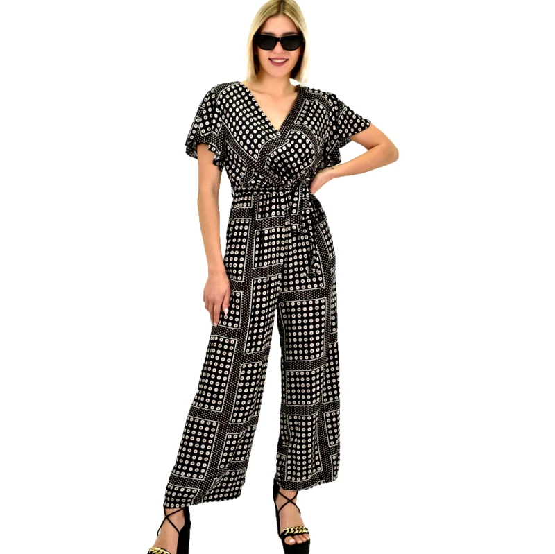 Potre OR Γυναικεία ολόσωμη φόρμα με ζώνη Μαύρο 19480