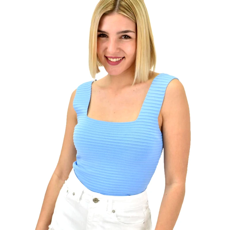 Potre OR Γυναικείο τοπ με ανάγλυφο σχέδιο Γαλάζιο 19623