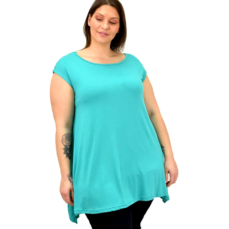 First Woman Γυναικεία μπλούζα μονόχρωμη oversized Βεραμάν 19155