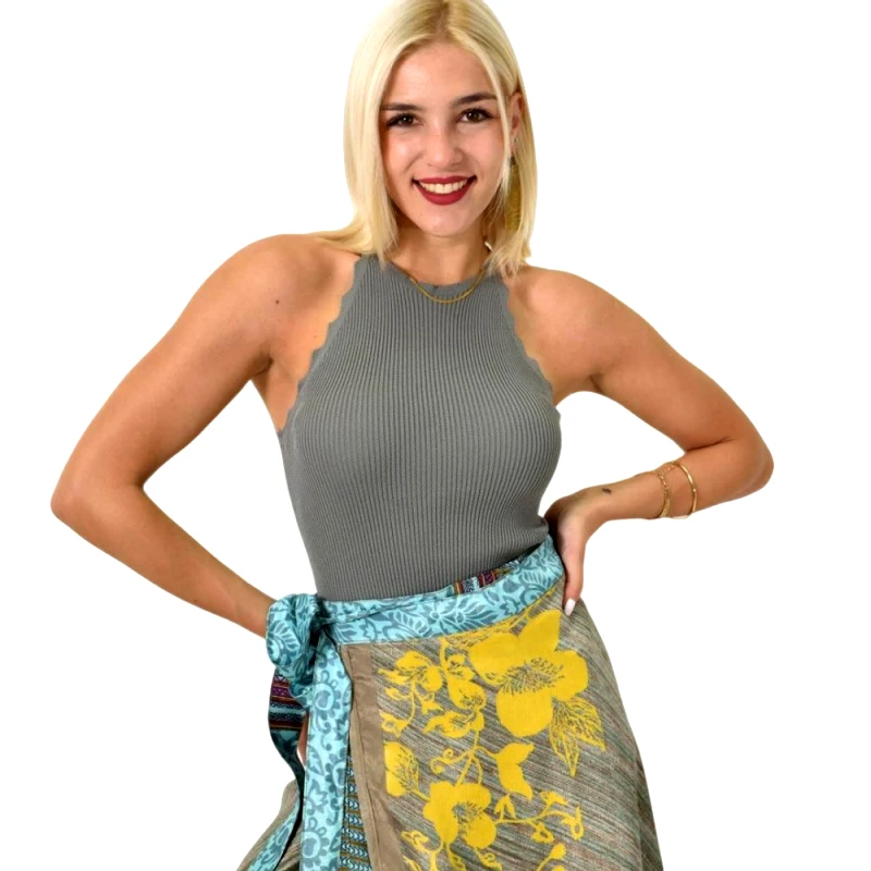 Potre OR Γυναικείο τοπ τύπου ριπ Γκρι 24874