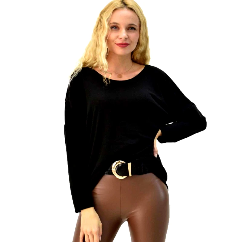 First Woman Μπλούζα με στρογγυλή λαιμόκοψη Μαύρο 4699