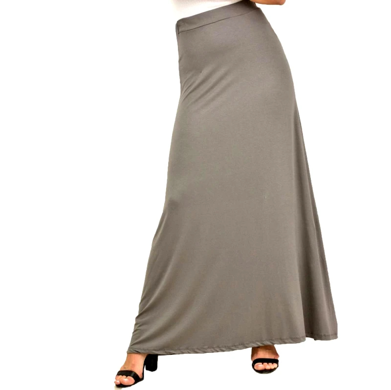 First Woman Γυναικεία φούστα μάξι μονόχρωμη Ανθρακί 6679