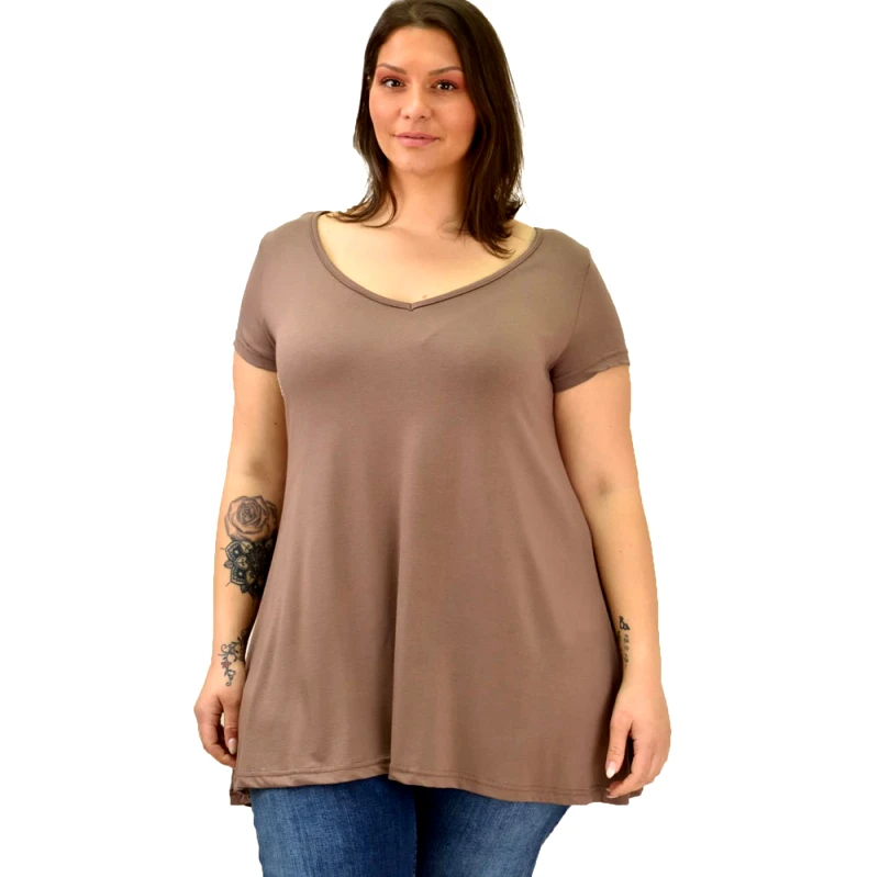 First Woman Γυναικεία μπλούζα μονόχρωμη oversized Μπεζ 19102