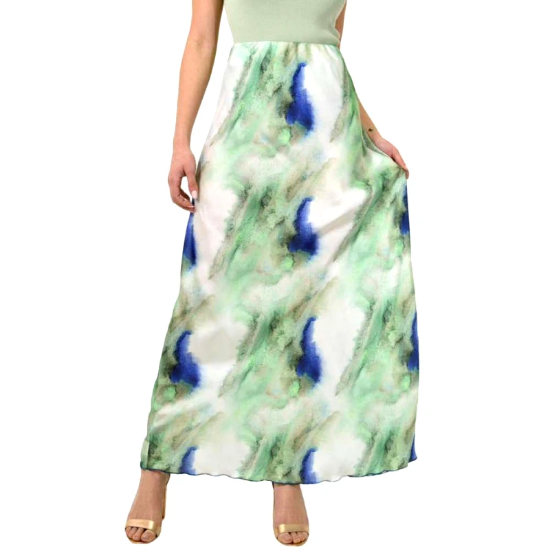 First Woman Midi φούστα σατέν tie dye Πράσινο 23528
