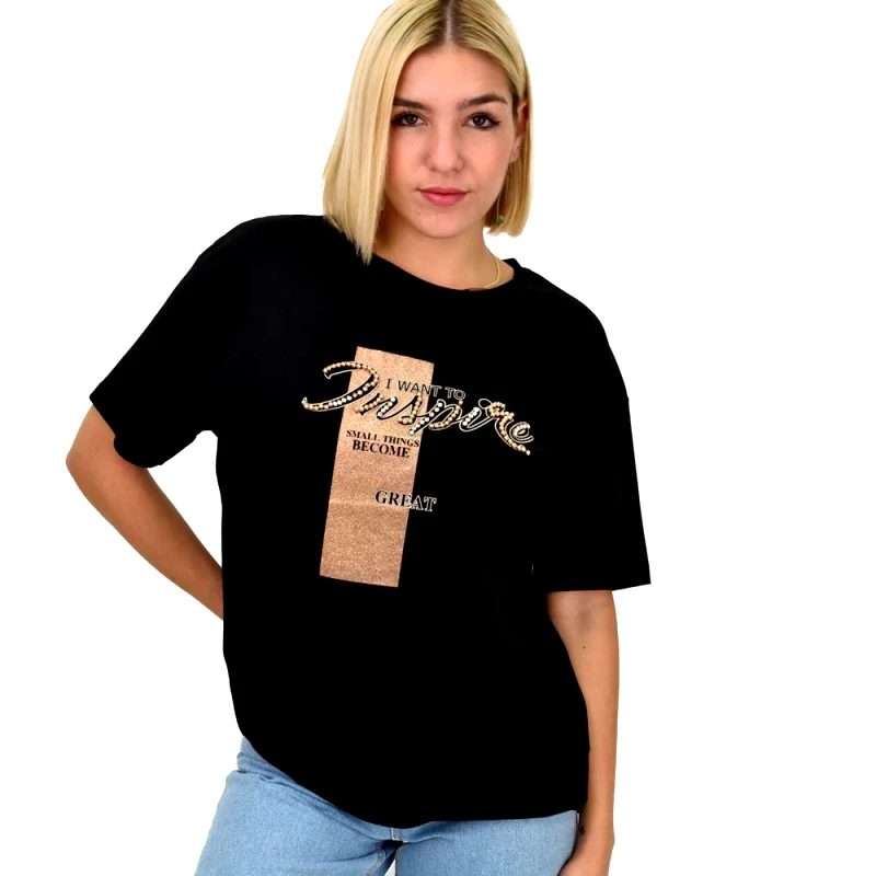 Potre OR Γυναικείο T-shirt με σχέδιο Μαύρο 22267