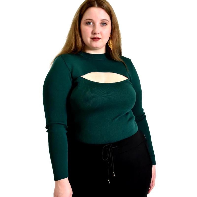 Potre OR Γυναικείο Plus τοπ με άνοιγμα στο μπούστο Κυπαρισσί 22240