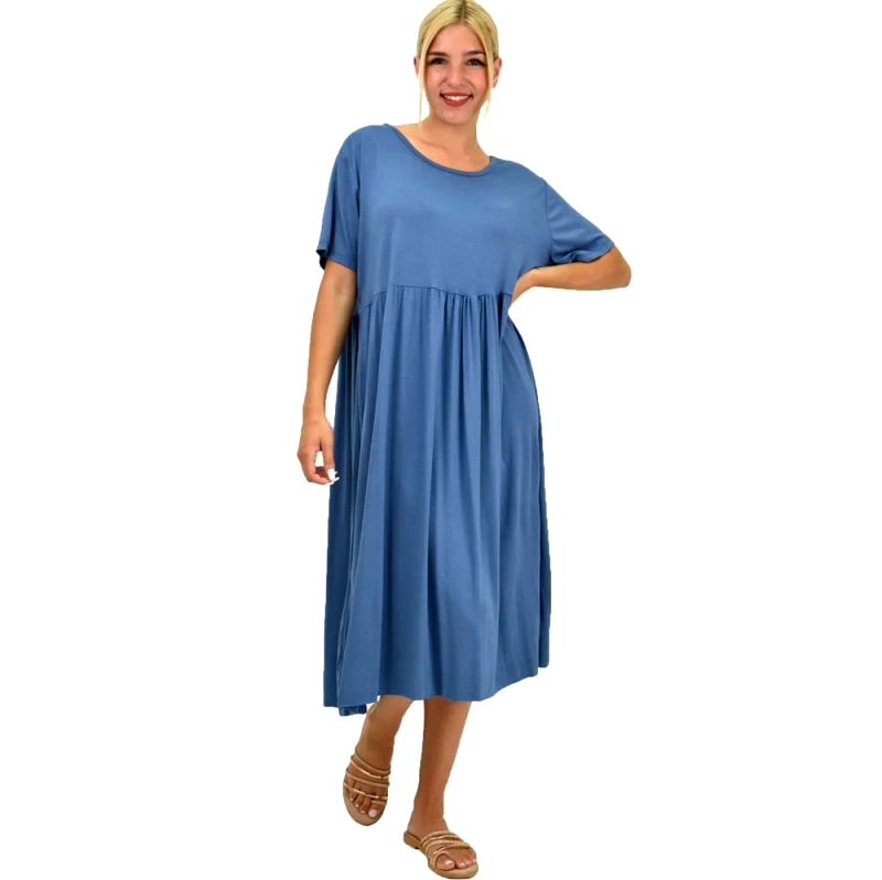 Potre OR Γυναικείο Plus φόρεμα midi Μπλε 21420