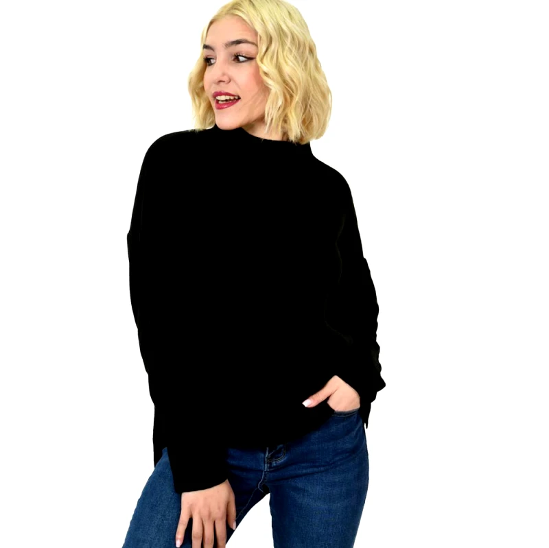 Potre OR Πλεκτή μπλούζα με σχέδιο ριπ Μαύρο 23122