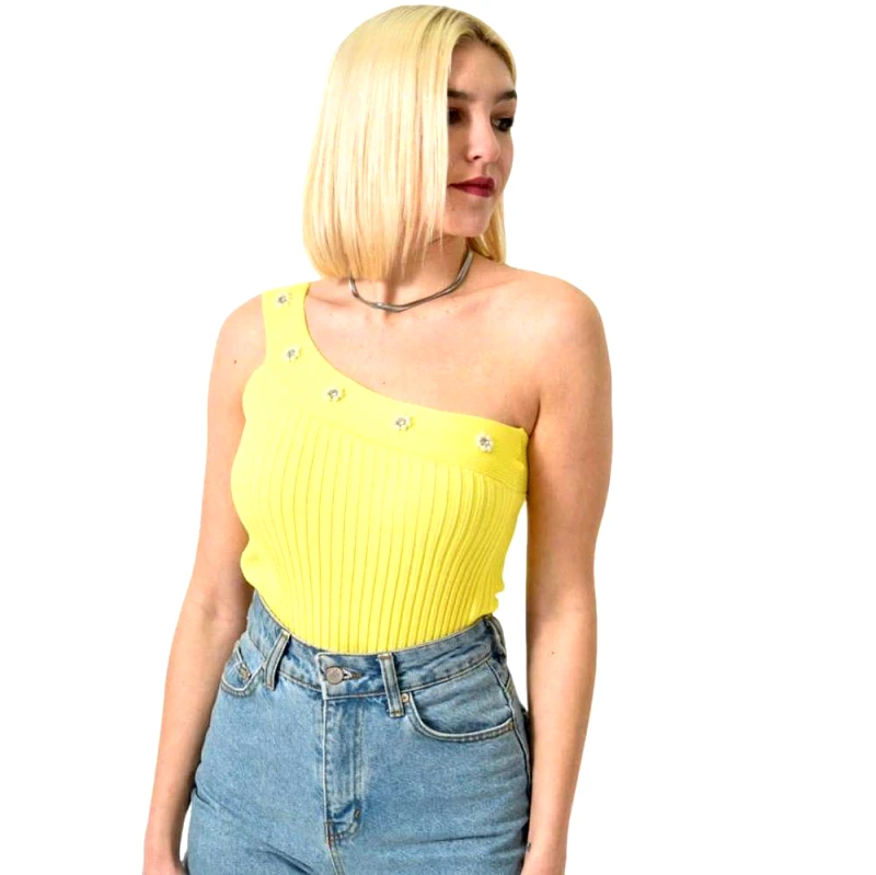 Potre OR Τοπ εφαρμοστό ριπ με έναν ώμο Κίτρινο 23512