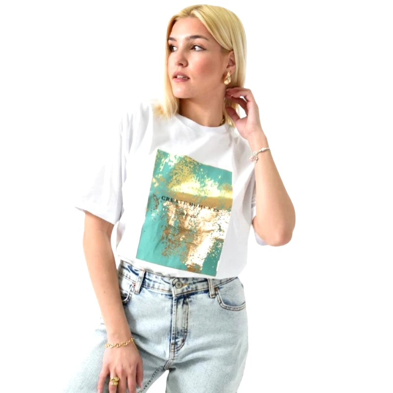 Potre OR Γυναικείο T-shirt με στάμπα Λευκό 26271