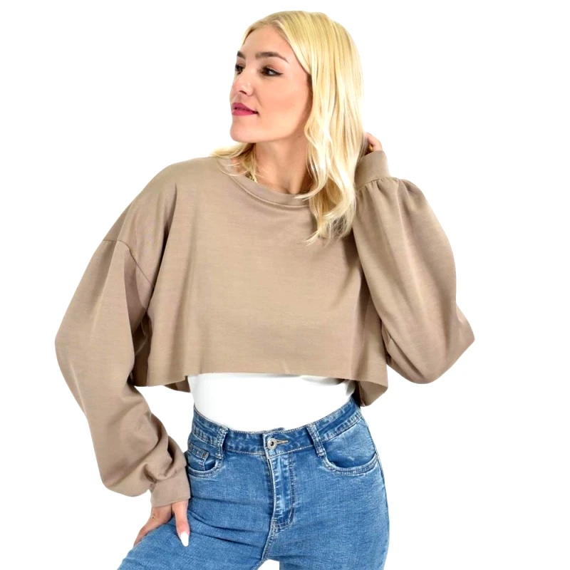 Potre OR Γυναικείο Cropped Top με Balloon Μανίκια Πούρο 27099
