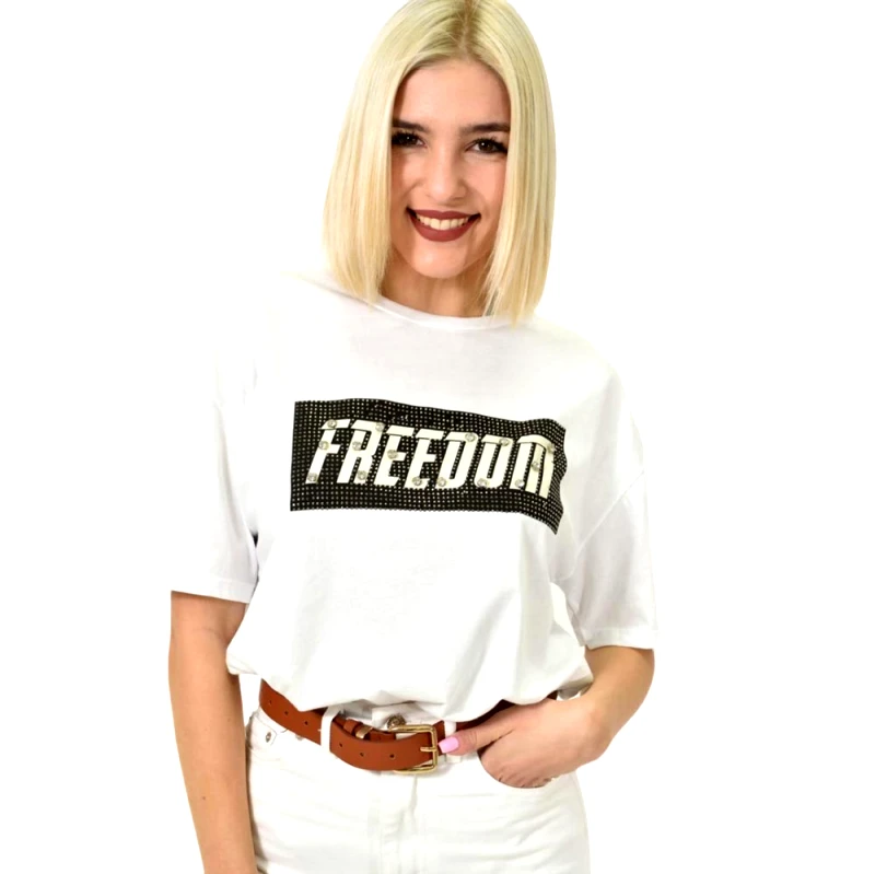 Potre OR Γυναικείο T-shirt με σχέδιο Freedom Λευκό 23141