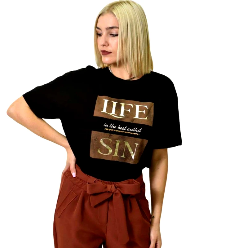 Potre OR Γυναικείο T-shirt με σχέδιο Μαύρο 23184