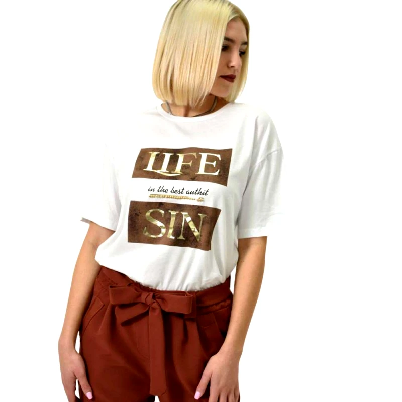 Potre OR Γυναικείο T-shirt με σχέδιο Λευκό 23185