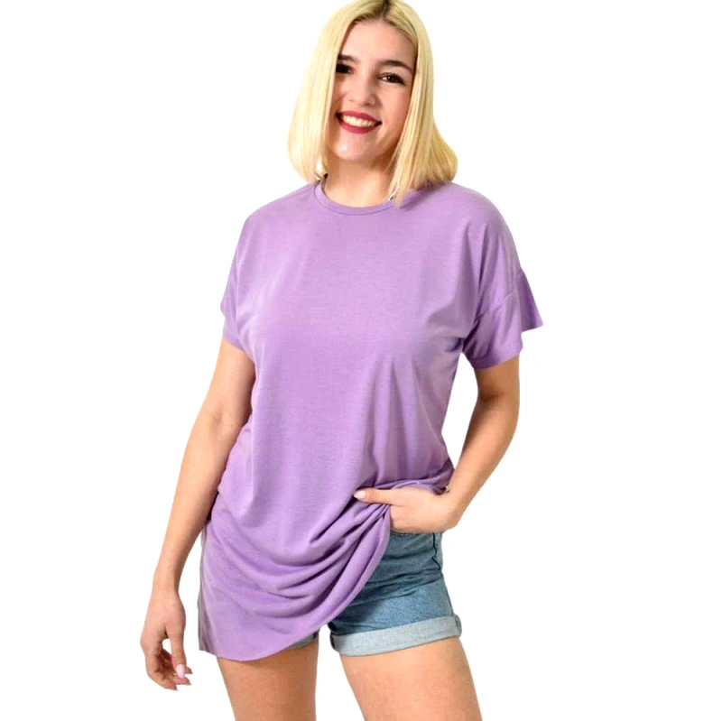 First Woman Μπλούζα μονόχρωμη με ανοίγματα Λιλά 23549