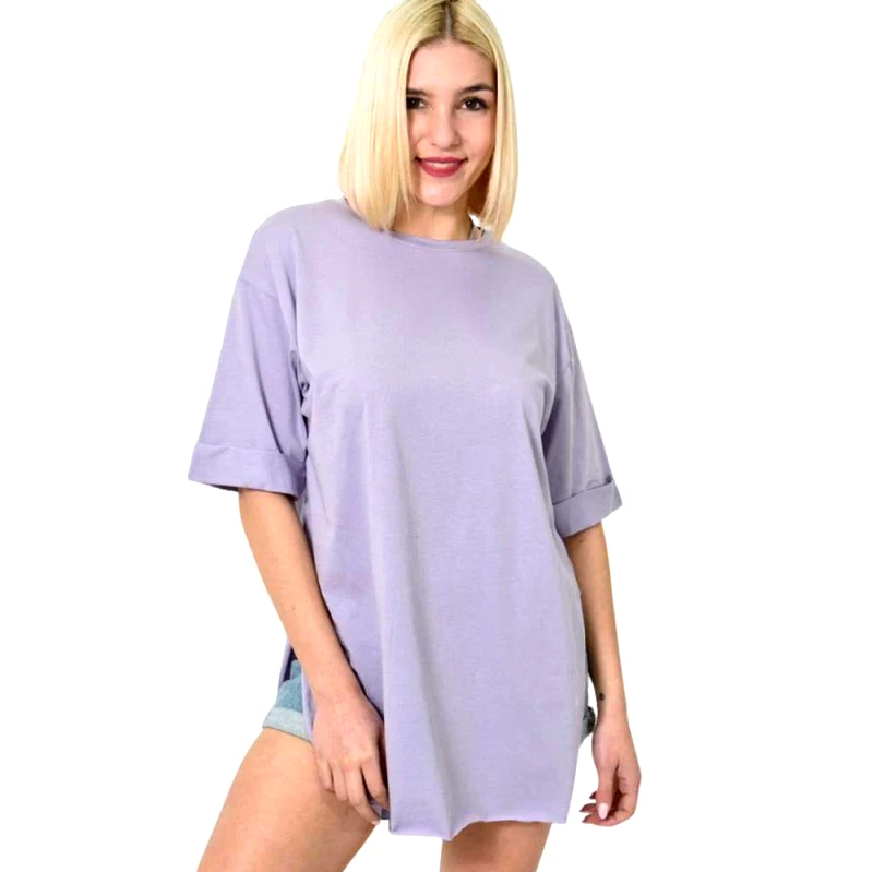 Potre OR Τ-shirt μονόχρωμο oversized Λιλά 23565