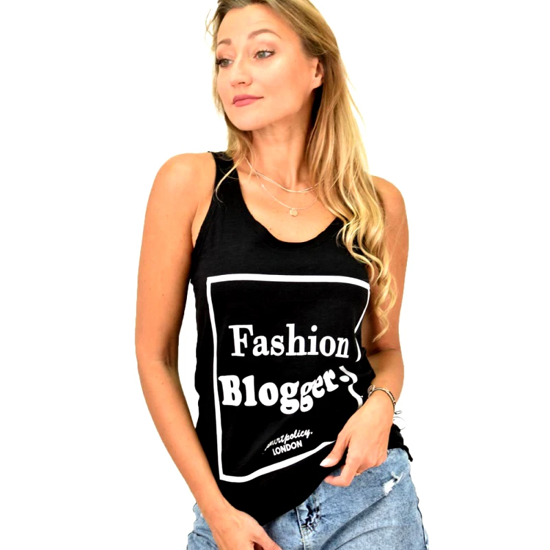 Potre OR Γυναικείο μπλουζάκι αμάνικο με τύπωμα Μαύρο 10828