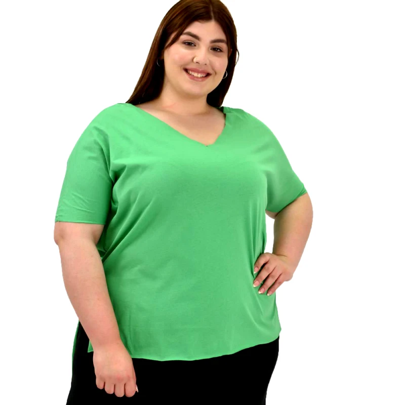 Potre OR Γυναικεία μπλούζα μονόχρωμο plus size Πράσινο 20114
