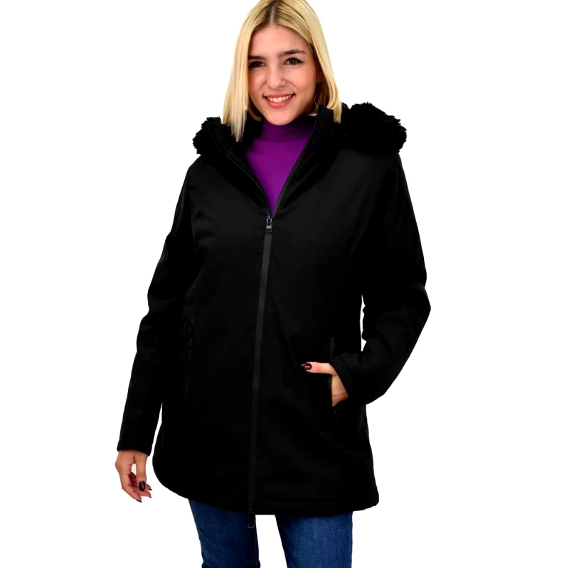 Potre OR Γυναικείο μπουφάν με εσωτερική γούνα Μαύρο 22291