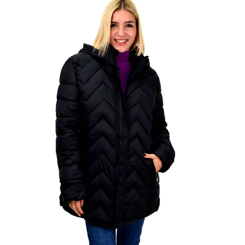 Potre OR Γυναικείο plus size μπουφάν με κρυφό φερμουάρ Μαύρο 22311
