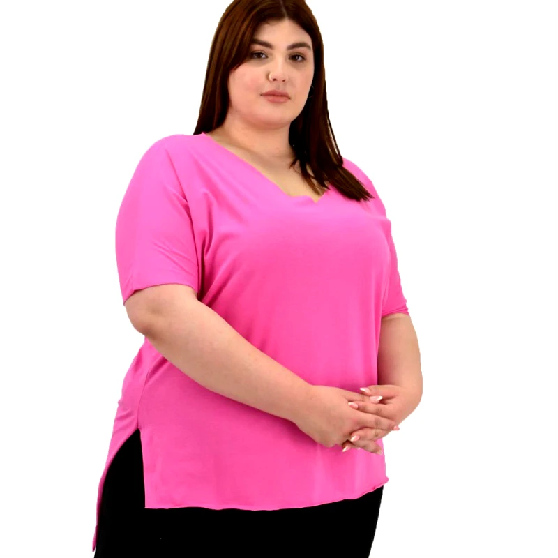 Potre OR Γυναικεία μπλούζα μονόχρωμο plus size Φούξια 20113