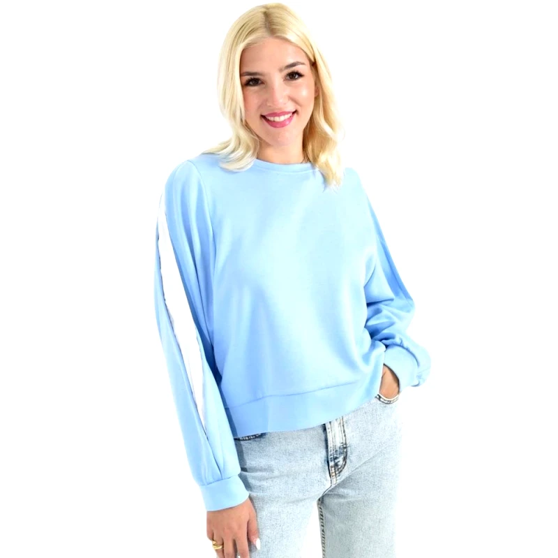 Potre OR Oversized Φούτερ Μπλούζα με Φουσκωτά Μανίκια Γαλάζιο 27052