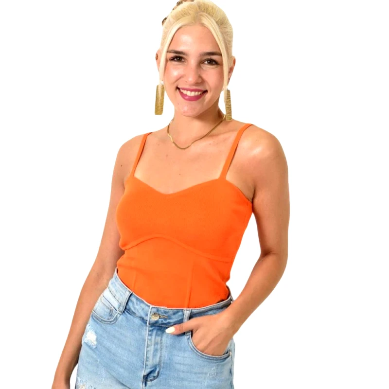 Potre OR Crop top πλεκτό με λεπτές τιράντες Πορτοκαλί 25190