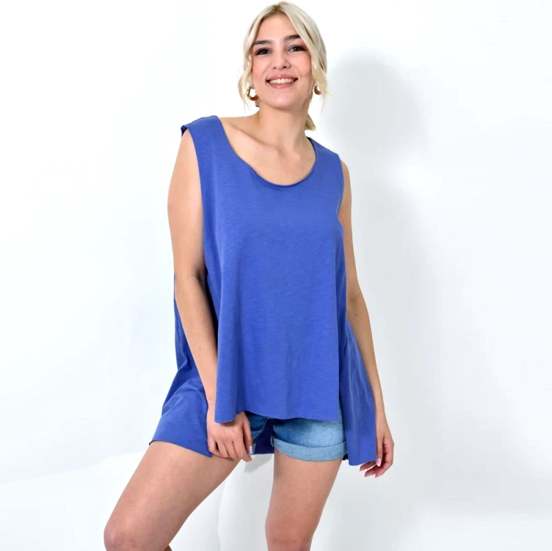 Potre OR Αμάνικο Μπλουζάκι με Πλαϊνά Σκισίματα Μωβ 24571