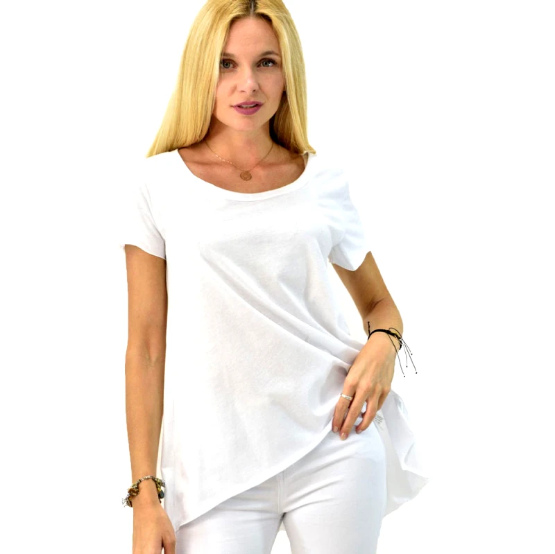 First Woman Γυναικεία μονόχρωμη μπλούζα Λευκό 7815