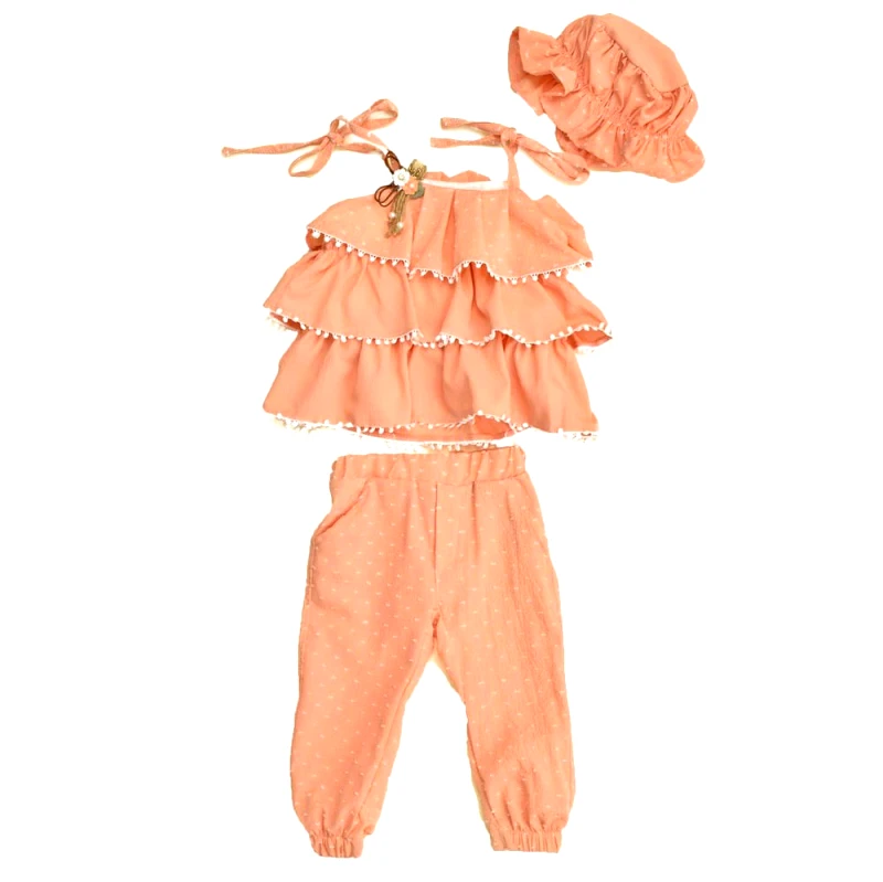 Potre OR Παιδικό σετ μπλούζα παντελόνι και καπέλο Σομόν 14517