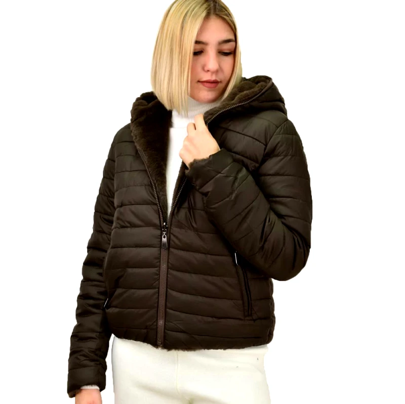 Potre OR Γυναικεία συνθετική γούνα ντουμπλφας Καφέ 18718